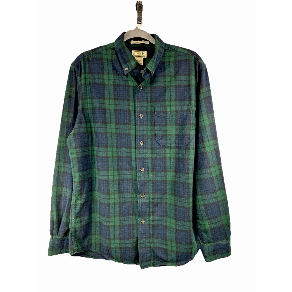 LL Bean Men's Flannel Button Up Shirt Size M Cotton Plaid Cabin Cottage Heritage